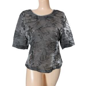 Vintage Floral Crinkle Top Women 9 Whimsigoth Fairy Grunge Romantic 2for30nbv